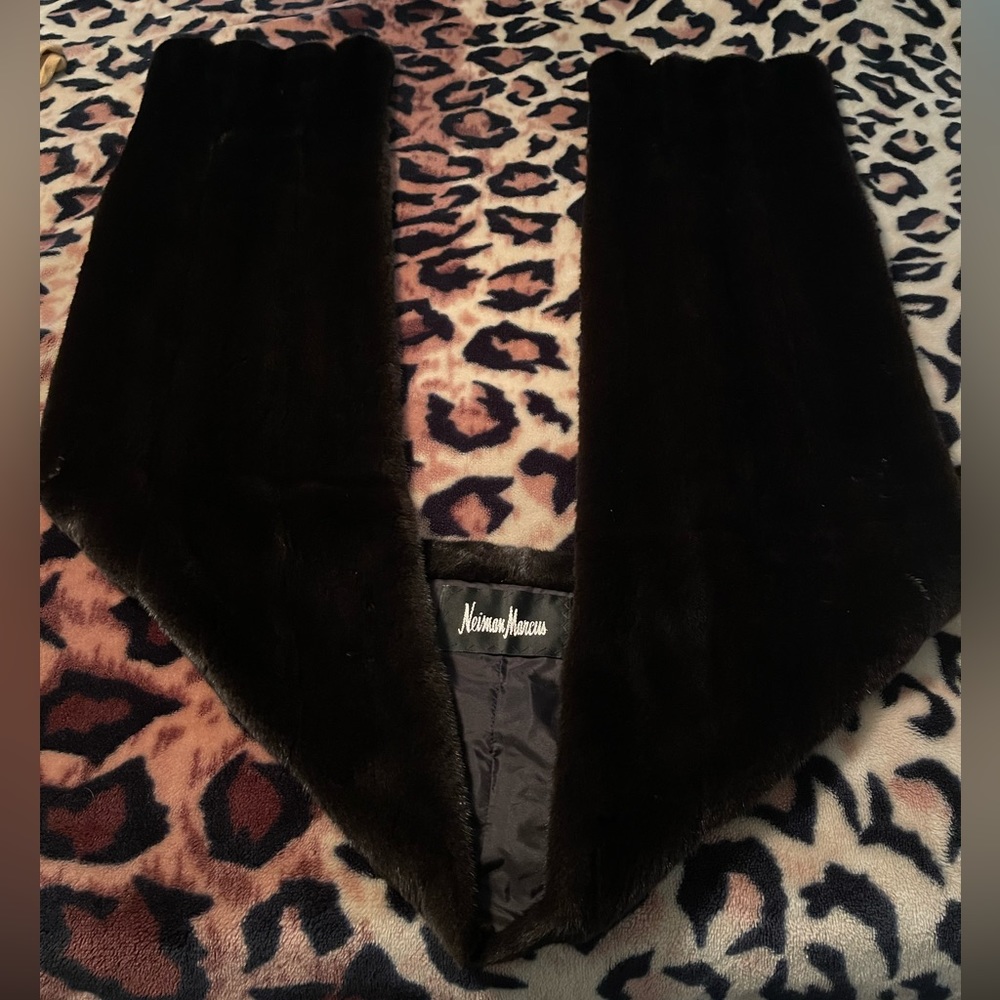 Newman Marcus black fur shawl